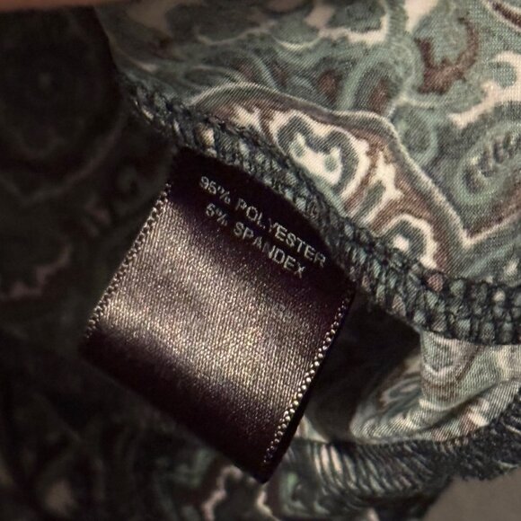 Maurices Womens V-Neck Wrap Blouse Size L 3/4 Sleeve Green Paisley Top - Picture 4 of 12